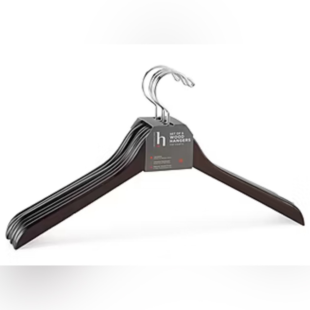 🆕 Home Expressions 6-pack Cherry Wood Clothes Hangers. NWT